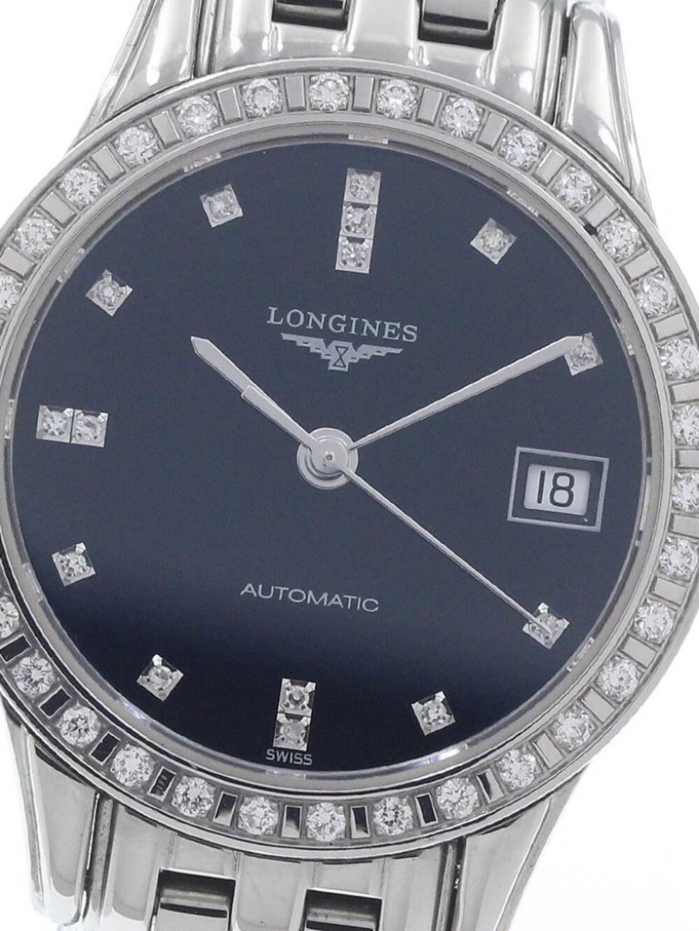 LONGINES Flagship L4.274.0 diamond bezel date black Dial Automatic Ladies_963402